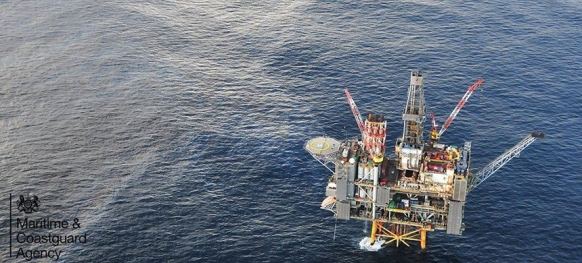 Oil slick visible from spill off BP Clair platform in the North Sea. (photo: Maritime and Coastguard Agency) 